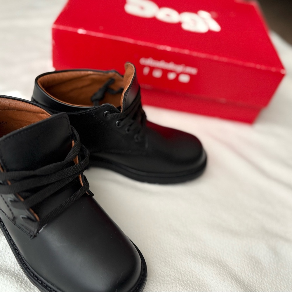 Black Leather kids Shoes